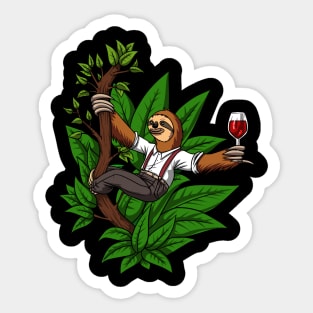 Funny Sloth Wine Drinking Lover Sticker